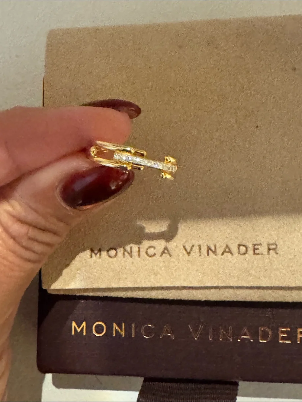 NWT MONICA VINADER Signature Link 18k Gold Vermeil and Lab Grown Diamond Ring